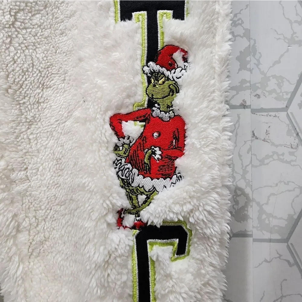 New Girls Justice The Grinch Joggers White Sherpa Christmas